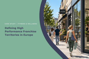 Case study cover: Defining High Performance Franchise Territories in Europe, with shoppers on a European street